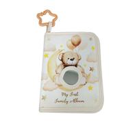 Álbum de fotos para bebés, bonito libro de fotos suave, soporte de fotos con diseño de oso de peluche, álbum de recuerdos portátil con gancho de estrella, recuerdo de recién nacido para cuna