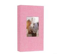 Álbum de fotos para fotos de 4 x 6 pulgadas con 300 bolsillos transparentes y construcción de lino y plástico para uso diario (rosa)