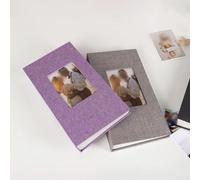 Álbum de fotos para fotos de 4 x 6 pulgadas con 300 bolsillos transparentes y construcción de lino y plástico para uso diario (gris)