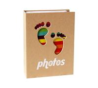 Álbum de fotos para jóvenes, diseño de huellas y corazones