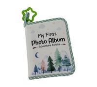 Álbum de fotos para niños pequeños con anillos masticables y resistente a las roturas, diseño de bosques espejados, para el primer año, álbum de fotos con anillos