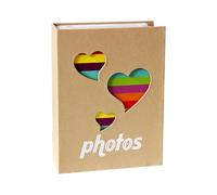 Álbum de fotos para niños pequeños, - Patrón de corazón motivo de huella primero, para estantería mesita de noche chimenea, dormitorio niños y niñas familia | Multiusos Interior Utilidad al aire libre