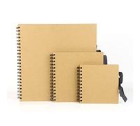 Álbum de fotos pequeño marrón de 100 páginas/50 hojas, 200 g/m², cuadrado de papel kraft con cierre de cinta, ideal para álbumes de recortes, artes, manualidades y bricolaje (15 x 15 cm)