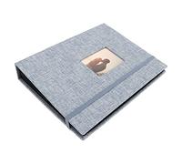 Álbum de Fotos, Resistente Al Desgaste, Ligero, 208 Bolsillos, álbum de Fotos, Carcasa Tejida de Cáñamo de Algodón de Moda para Regalo (Azul)