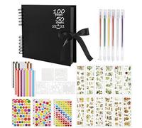 Album de Fotos Scrapbook 100 Páginas Negras Albumes De Recortes Grandes, 21×21cm Album Fotos Para Pegar Y Escribir DIY Scrapbooking Set con Photo Corners Pegatinas para Bebé Boda Valentín Aniversario
