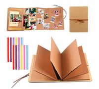 Álbum de Fotos Scrapbook 15 x 21cm Portátil Álbum de Recortes DIY en Papel Kraft con Plegado en Acordeón y Esquina Adhesiva de Colores, Ideal para Bodas, Viajes, Cumpleaños y Recuerdos Familiares