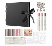 Album de Fotos Scrapbook 80 Páginas Negras, Album Fotos para Pegar y Escribir 30 x 21 cm, DIY Scrapbooking Set para Regalo de Cumpleaños, Graduación, Aniversario