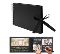 Álbum de Fotos Scrapbook A5 Para Pegar Y Escribir,Diy Personalizar Spiral Scrapbooking Álbum De 30 Páginas Negras Albumes De Recortes Regalo Para Bebés, Amigos, Libros de Firmas