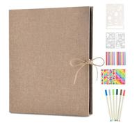 Album de Fotos Scrapbook, AIOR DIY Scrapbooking Album Original para Boda Aniversario de Boda de Oro Cumpleaños Navidad para Mujer Niña Novios Novia Regalos, 60 Páginas Negras (30 Hojas), Beige