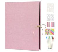 Album de Fotos Scrapbook, AIOR DIY Scrapbooking Album Original para Boda Aniversario de Boda de Oro Cumpleaños Navidad para Mujer Niña Novios Novia Regalos, 60 Páginas Negras (30 Hojas), Rosado