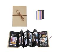 Álbum de Fotos Scrapbook DIY - Álbum Fotos para Pegar y Escribir, Hardcover Kraft Estilo Acordeón, 34 Páginas Negras, Regalos de Boda, Cumpleaños, Aniversario y Graduación (11,5x17 cm)