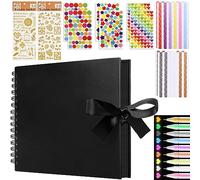 Álbum de Fotos Scrapbook para Pegar y Escribir 80 Negra páginas Álbum de Recortes o Registro para Libro Firmas Boda Viaje Álbum Boda Álbum Fotos Bebe Infantil 29,2x21,6 cm