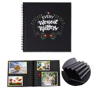 Álbum de Fotos Scrapbooking DIY 17x17 cm Papel con 20 Hojas, Libro de Recuerdos Fotográficos, Negro（every moment matters）