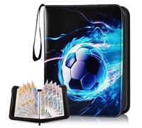 Álbum de Fútbol Cartas,Carpeta Fútbol Tarjetas,Álbum de Recortes de Fútbol PU Cuero Álbum Titular de Tarjetas,Cremallera Álbum de Cartas Coleccionables,50 Páginas con Capacidad para 400Cartas (B)