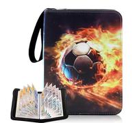 Álbum de fútbol de 4 bolsillos, álbum de tarjetas, álbum de cartas de colección, álbum para 400 tarjetas, álbum para tarjetas de fútbol, álbum de figuritas de colección con cierre de cremallera,