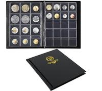 Álbum de monedas con 160 bolsillos - Portamonedas de 10 hojas de tamaños mixtos 45x43/33x33 mm Rejilla colectora para libras y centavos (negro) CS48160BK