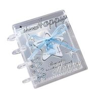 Álbum de pegatinas - Carpeta de fotos transparente reutilizable con 4 anillas, diseño de cinta con 20 páginas interiores | Colección de álbumes de fotos para la escuela en casa con tarjetas