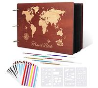 Álbum de Recortes-Álbum de Fotos Viaje de Madera-100 Páginas, Álbum de Recortes del Diario, Autoadhesivo, DIY Mapamundi Scrapbook de Recuerdos, Álbum de Fotos de Regalo para Bodas Aniversario Bebe