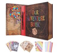 Álbum de recortes con la frase Our Adventure Book, cubierta de cuero y páginas de estilo vintage. Ideal como álbum de bodas, de recuerdos, de invitados para la boda, de Navidad, de aniversario, para