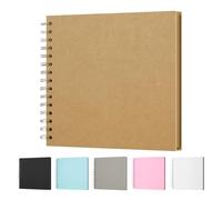Álbum de recortes - Cuaderno de bocetos de tapa dura, cuaderno cuadrado marrón, cuaderno de recuerdos encuadernado en , cartera de imágenes vacía de cartón | Libro de recuerdos personal para