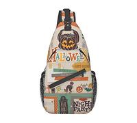 Álbum de Recortes de Halloween Beautiful Village Sling Bag, Mochila de Hombro, Paquete de Pecho, Mochila Cruzada Informal para Mujeres, Hombres, Viajes de Senderismo