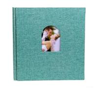 Álbum de recortes de lino hecho a mano que ofrece 40 insertos listos para arreglos fotográficos, escritura de notas y construcción de recuerdos sentimentales (cian arqueado)