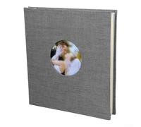 Álbum de recortes de lino hecho a mano que ofrece 40 insertos listos para arreglos fotográficos, escritura de notas y construcción de recuerdos sentimentales (redondo gris)