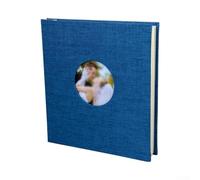 Álbum de recortes de lino refinado con 40 espacios en blanco para montar libros de recuerdos, resúmenes de viaje, momentos de graduación y reflexiones diarias (redondo azul)