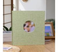 Álbum de recortes de lino refinado con 40 espacios en blanco para montar libros de recuerdos, resúmenes de viaje, momentos de graduación y reflexiones diarias (redondo verde)