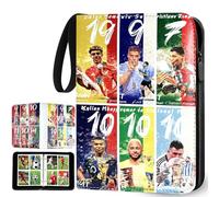 Álbum de recortes de tarjetas de fútbol con cremallera y 50 páginas extraíbles para 400 tarjetas, 4 compartimentos, cuaderno grande para tarjetas deportivas, carpeta de 3 anillas