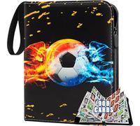 Álbum de recortes para tarjetas de fútbol, 9 bolsillos, 50 páginas, 900 tarjetas, álbum de recortes, tarjetas de fútbol, portátil, resistente al agua,para tarjetas coleccionables (Negro)