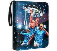 Álbum de recortes para tarjetas de fútbol, álbum de tarjetas de entrenamiento, soporte para tarjetas de fútbol, carpeta libro compatible con fútbol, 400 tarjetas de capacidad de fútbol, azul claro