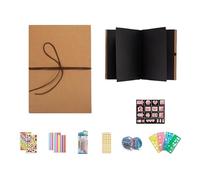 Álbum de recortes retro plegable de acordeón, álbum de recuerdos de tarjetas negras de gran tamaño para viajes y recuerdos, libro de fotos hecho a mano en blanco para conmemoración (grande)