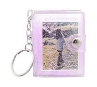 Álbum de recuerdos con llavero, 1 mini álbum de fotos con 24 bolsillos, 5 x 3,5 cm, llavero transparente para fotos, cartera y recuerdos, regalo, niños, hombres y mujeres, morado, Ver descripción, Ver