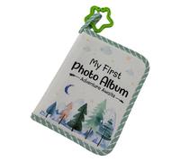 Álbum de recuerdos de primer año para bebés, diseño de bosques infantiles, cubierta de tela, incluye anillos de dentición y diseño de bosques espejados, álbum de fotos para niños pequeños, libro de