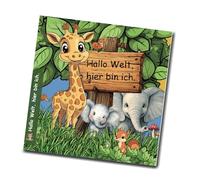 Álbum de recuerdos para bebé - Mi primer año, tapa dura, 21 x 21 cm, libro de imágenes con animales del bosque y muchos detalles, regalo para nacimiento y bautizo MyJagu