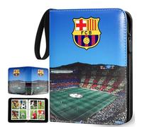 Álbum de tarjetas coleccionables de fútbol, 4 compartimentos, álbum de recortes con cremallera y 50 páginas extraíbles para 400 tarjetas, cuaderno grande para tarjetas deportivas, carpeta de 3 anillas