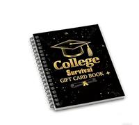 Álbum de tarjetas de supervivencia universitarias pastel, graduación de 5 x 7 pulgadas con 24 páginas de hojas sueltas para dinero y tarjetas, folleto de recuerdo encuadernado en espiral para