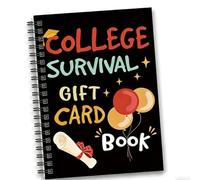 Álbum de tarjetas de supervivencia universitarias pastel, graduación de 5 x 7 pulgadas con 24 páginas de hojas sueltas para dinero y tarjetas, folleto de recuerdo encuadernado en espiral para