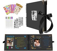 Album Fotos, Album de Fotos para Pegar y Escribir, Scrapbooking 80 Páginas, Puede ser un Regalo para Cumpleaños, Graduación, Día de San Valentín, Aniversario de Boda (Negro)