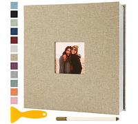 Album Fotos Autoadhesivo 28x27 de Lino Álbum de Fotos para Pegar Y Escribir Grande Photo Album Personalizados Tradicionales Scrapbook Bebe Primer Año Comunion Libro Firmas Boda, 40 Páginas Caqui