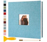 Album Fotos Autoadhesivo 28x27 de Lino Álbum de Fotos para Pegar Y Escribir Grande Photo Album Personalizados Tradicionales Scrapbook Bebe Primer Año Comunion Libro Firmas Boda, 40 Páginas Azul Claro