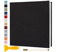 Album Fotos Autoadhesivo 28x27 de Lino Álbum de Fotos para Pegar Y Escribir Grande Photo Album Tradicionales Personalizados Scrapbook Bebe Primer Año Comunion Libro Firmas Boda, 60 Páginas Negro