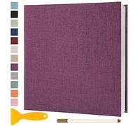 Album Fotos Autoadhesivo 28x27 de Lino Álbum de Fotos para Pegar Y Escribir Grande Photo Album Tradicionales Personalizados Scrapbook Bebe Primer Año Comunion Libro Firmas Boda, 60 Páginas Púrpura