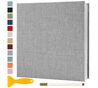 Album Fotos Autoadhesivo 28x27 de Lino Álbum de Fotos para Pegar Y Escribir Grande Photo Album Tradicionales Personalizados Scrapbook Bebe Primer Año Comunion Libro Firmas Boda, 60 Páginas Gris