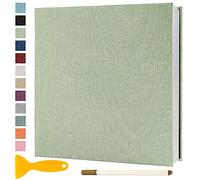 Album Fotos Autoadhesivo 28x27 de Lino Álbum de Fotos para Pegar Y Escribir Grande Photo Album Tradicionales Personalizados Scrapbook Bebe Comunion Libro Firmas Boda, 60 Páginas Verde Hierba