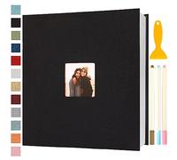Album Fotos Autoadhesivo 33x32 de Lino Álbum de Fotos para Pegar Y Escribir Grande Photo Album Personalizados Tradicionales Scrapbook Bebe Primer Año Comunion Libro Firmas Boda, 120 Páginas Negro
