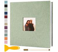 Album Fotos Autoadhesivo 33x32 de Lino Álbum de Fotos para Pegar Y Escribir Grande Photo Album Personalizados Tradicionales Scrapbook Bebe Comunion Libro Firmas Boda, 40 Páginas Verde Hierba