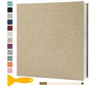 Album Fotos Autoadhesivo 33x32 de Lino Álbum de Fotos para Pegar Y Escribir Grande Photo Album Tradicionales Personalizados Scrapbook Bebe Primer Año Comunion Libro Firmas Boda, 40 Páginas Caqui