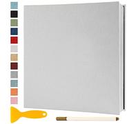 Album Fotos Autoadhesivo 33x32 de Lino Álbum de Fotos para Pegar Y Escribir Grande Photo Album Tradicionales Personalizados Scrapbook Bebe Primer Año Comunion Libro Firmas Boda, 40 Páginas Blanco